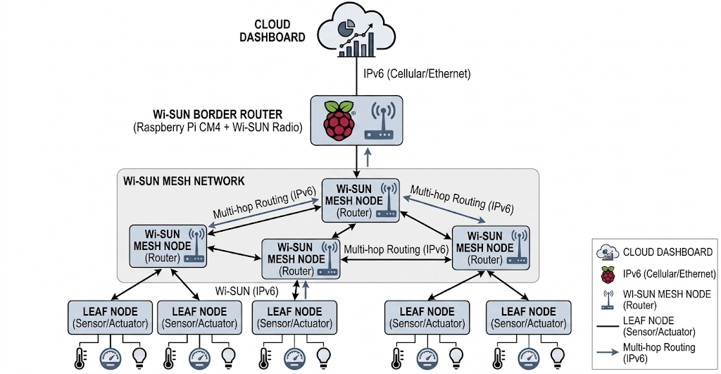 Fig. 1: Overall Wi-SUN FAN network architecture